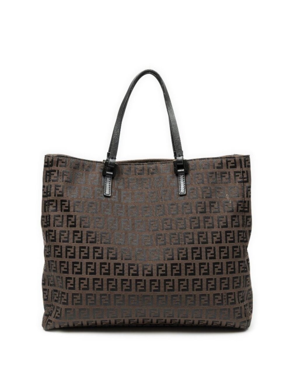 Fendi Medium Open Tote Bag Dark Brown Black Zucchino Canvas